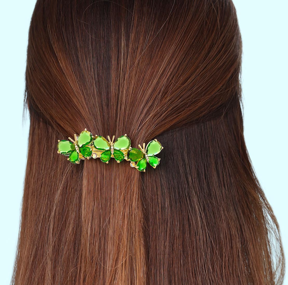 Yellow Chimes Hair Clips for Women Girls Barrette Hair Clips for Women Hair Accessories for Women Butterfly Clips for Women Green Crystal French Barrette Hair Clips for Women and Girls Gift For Women