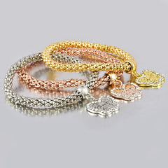 Yellow Chimes Butterfly Charm Set of 3 Bracelets For Women And Girls.
