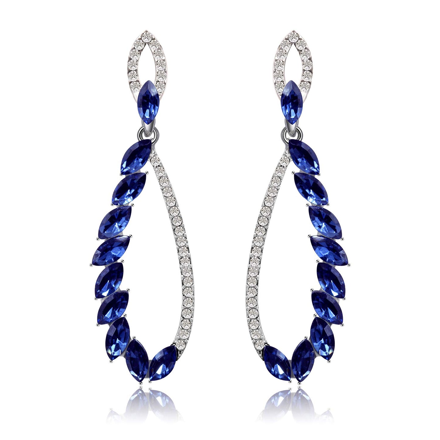 Kairangi Danglers Earrings for Women Blue Crystal Dangle Earrings Silver Plated Crystal Danglers Earrings for Women and Girls.