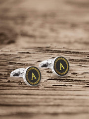 Yellow Chimes Cufflinks for Men Alphabet Letter A Statement Stainless Steel Cufflinks for Men and Boy's