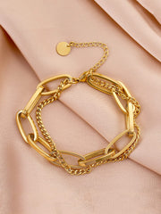 Yellow Chimes Chain Bracelet for Women Gold Plated Link Chain Stainless Steel Adjustable Bracelet for Women and Girls