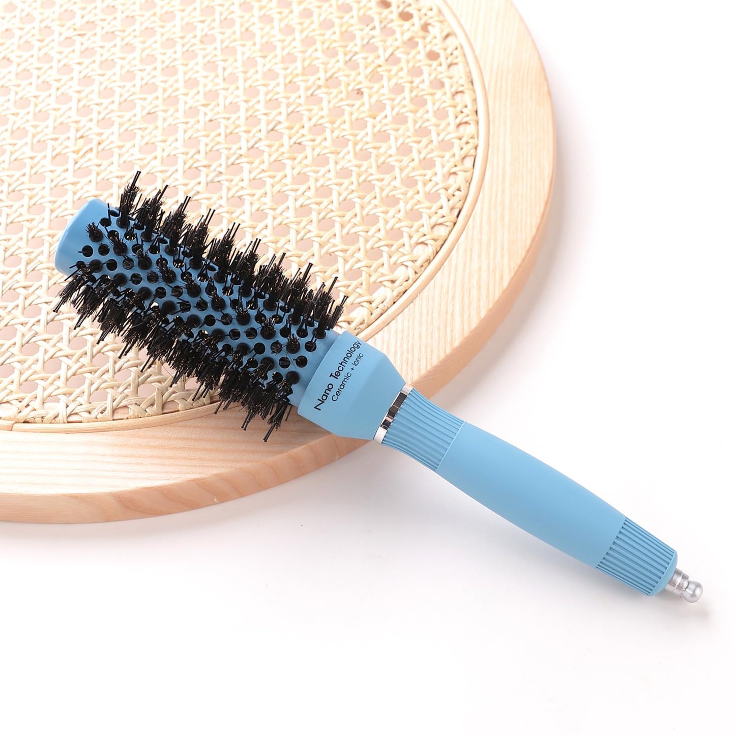 Yellow Chimes Hair Brush with Ion-Infused Thermal Ceramic Technology, Anti-Static Boar Bristles, Additional Styling Tip, Adds Volume and Shine, Blow Drying, Straightening, Curling Round Brush