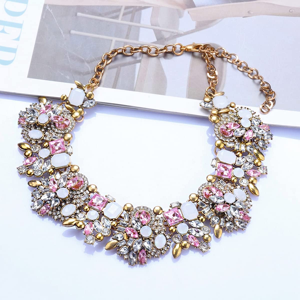 Yellow Chimes Necklace For Women Elegant Colorful Crystal Choker Necklace For Women and Girls