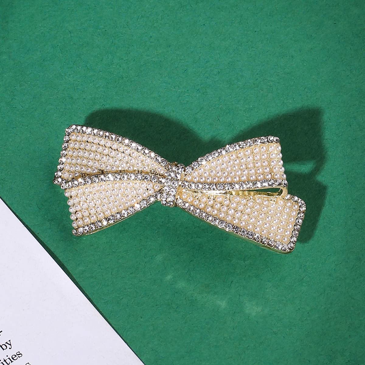 Yellow Chimes Hair Clips for Women Girls Barrette Hair Clips for Women Hair Accessories for Women Bow Clip for Women White Pearl French Barrette Hair Clips for Women and Girls Gift For Women & Girls