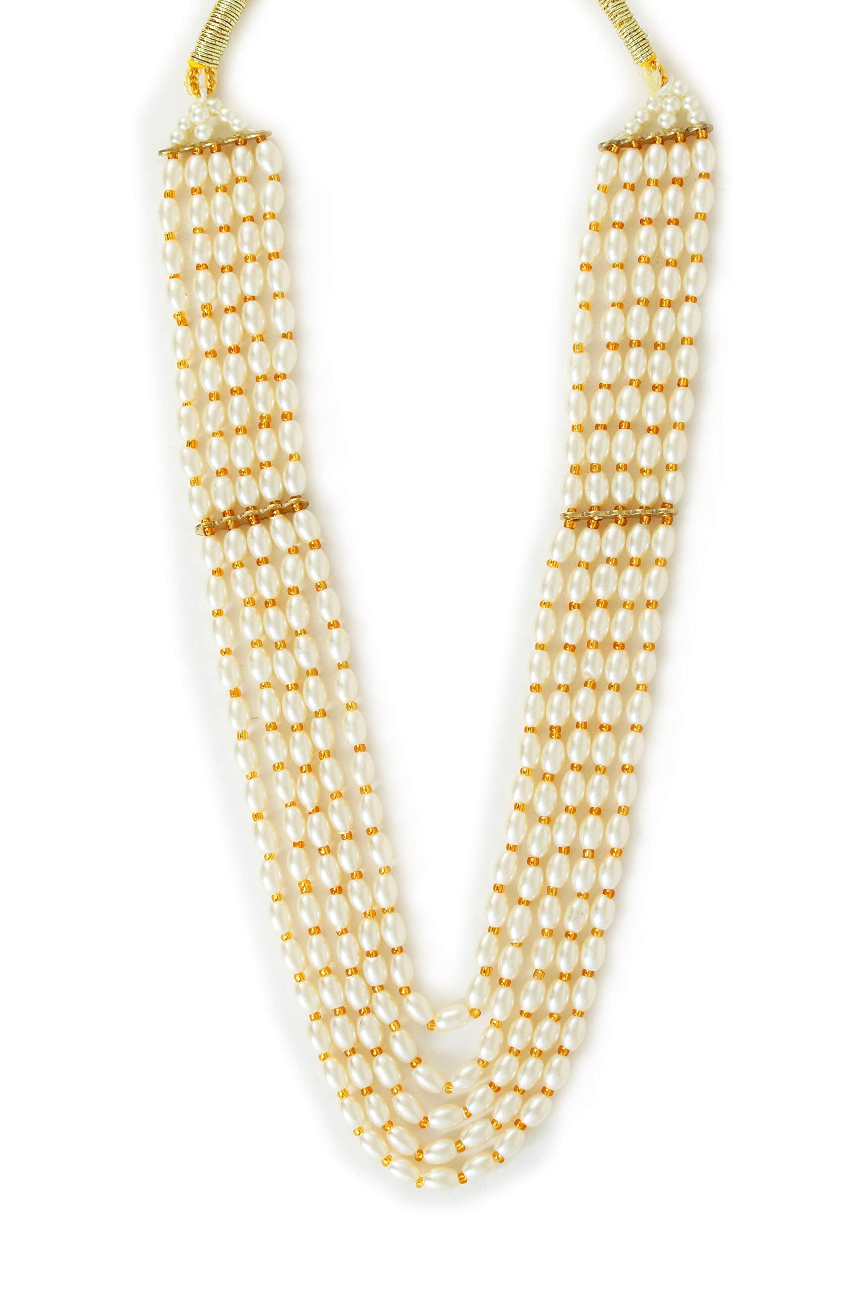 Yellow Chimes Ethnic Fashion Gold Plated Handmade Moti Long Multilayer Pearl stylish Jewellery Necklace For Women & Girls