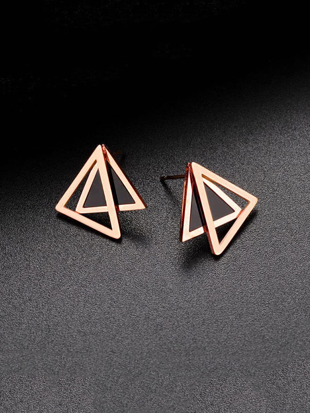 Yellow Chimes Drop Earrings for Women Western Rose Gold Plated Stainless Steel Black Geometric Circle Drop Earrings For Women and Girls