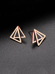 Kairangi Stud Earrings for Women Western Rose Gold Plated Stainless Steel Black Triangular Studs Earrings For Women and Girls