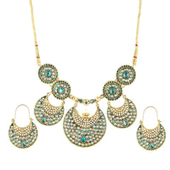 Yellow Chimes Exquisite Rajasthani Pankhi Meenakari Work Gold Plated Jewellery Necklace Set for Women and Girls