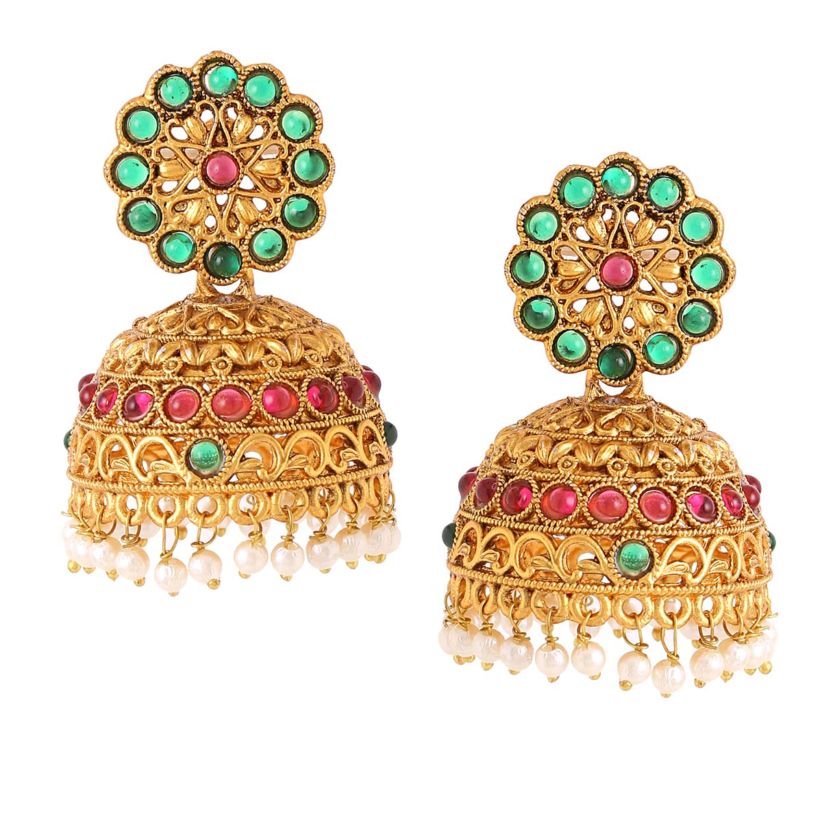 Yellow Chimes Earrings For Women Gold Toned Crystal Studded Jhumka Earrings For Women and Girls