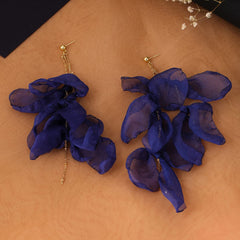 Yellow Chimes Earrings For Women Gold Tone Chain With Hanging Blue Color Petals Dangler Earrings For Women and Girls