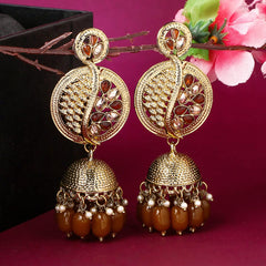 Yellow Chimes Earrings for Women and Girls Traditional Kundan Studded Jhumka | Gold Plated | Kundan Stone Jhumki Earrings | Birthday Gift for girls and women Anniversary Gift for Wife