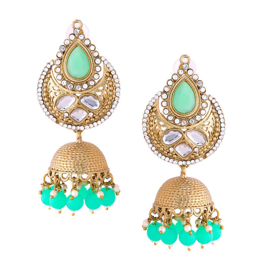 Yellow Chimes Earrings for Women & Girls Traditional Kundan Studded Chandbali Jhumka | Gold Plated | Kundan Stone Chandbali Jhumki Earrings | Birthday Gift for girls & women Anniversary Gift for Wife