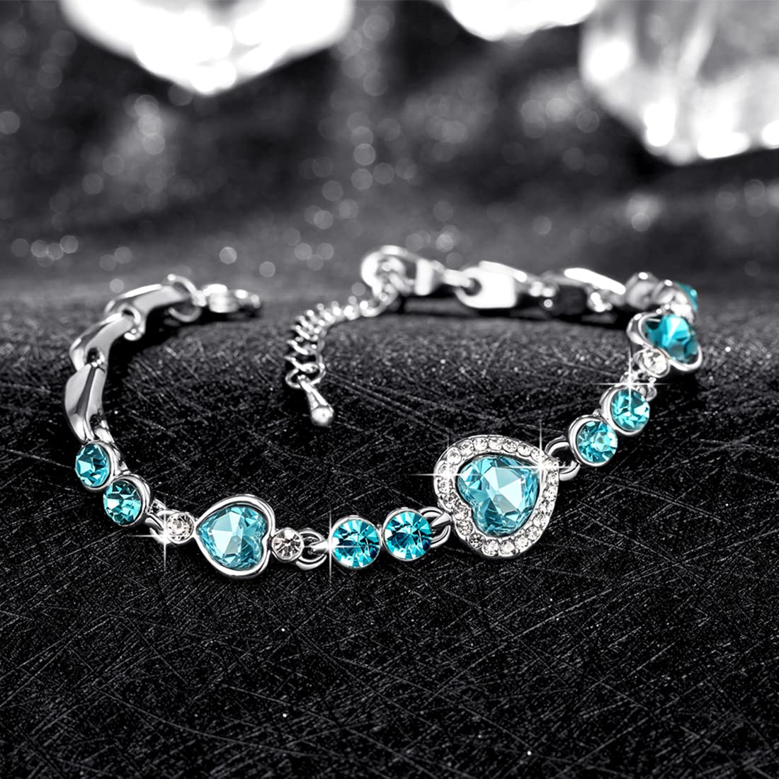 New Rectangle Sapphire Blue Topaz Charm Gemstone Silver Women Luxury  Bracelets | eBay