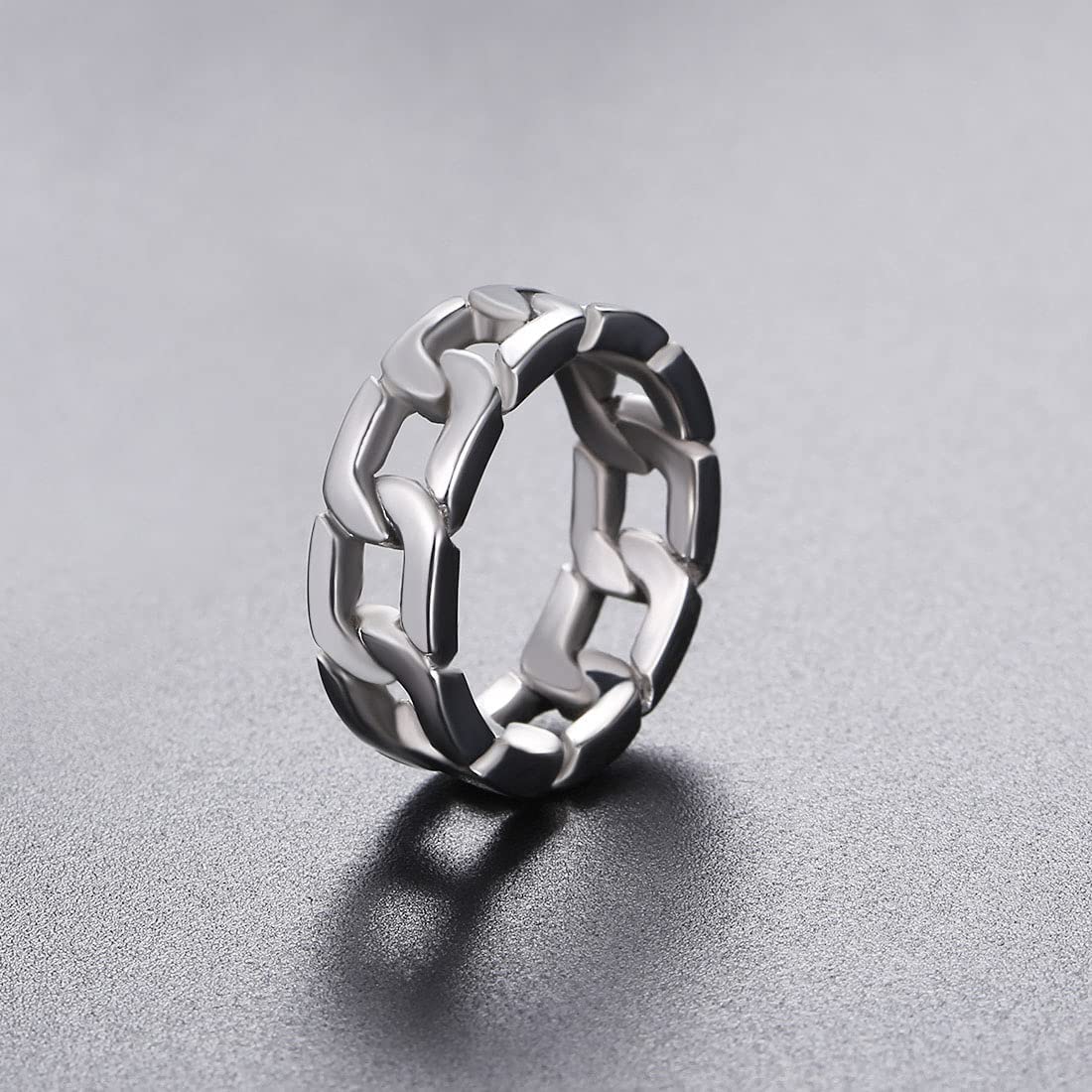 Yellow Chimes Rings for Men Silver Chain Ring Stainless Steel Ring for Men and Boys.