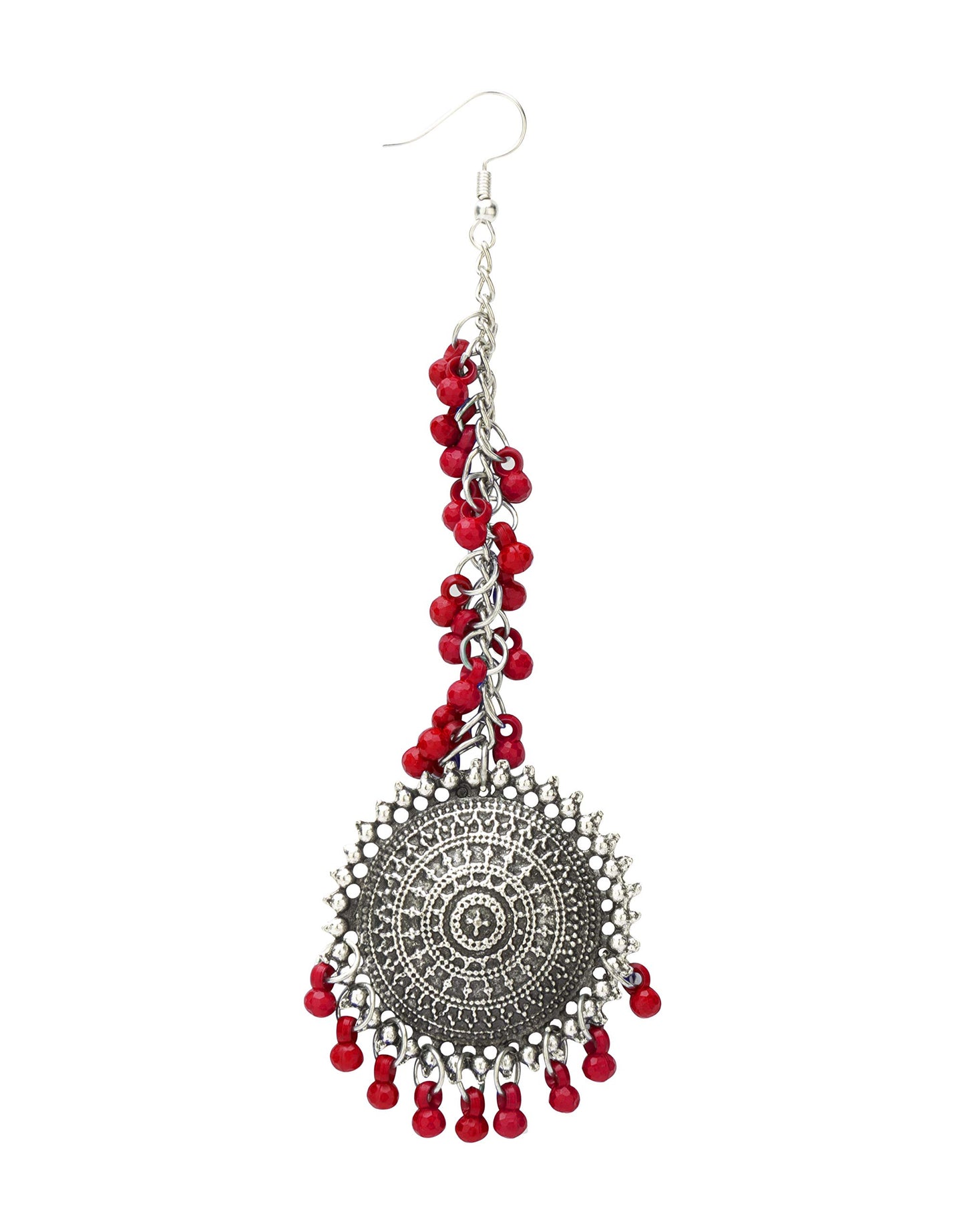 Yellow Chimes Oxidised Jhumka Earrings Set for Women Silver Oxidised Earrings Set Traditional Maang Tikka with Earrings Jewellery Set for Women and Girls.