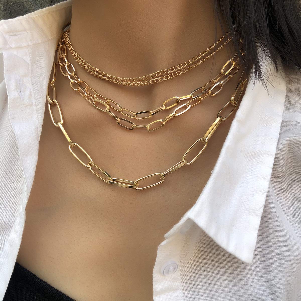 Yellow Chimes Choker Necklace for Women Multilayer Chain Choker Necklace Western Gold Plated Multi layered Choker Necklace for Women and Girls.