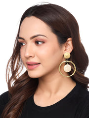 Yellow Chimes Earrings for Women and Girls | White Drop Earring | Gold Plated Drop | Circular Designed White Stone Hanging Western Drop Earrings | Accessories Jewellery for Women | Birthday Gift for Girls and Women Anniversary Gift for Wife