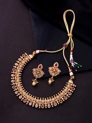 Yellow Chimes Jewellery Set for Women Gold Toned Crystal Studded Choker Necklace Set with Earrings for Women and Girls