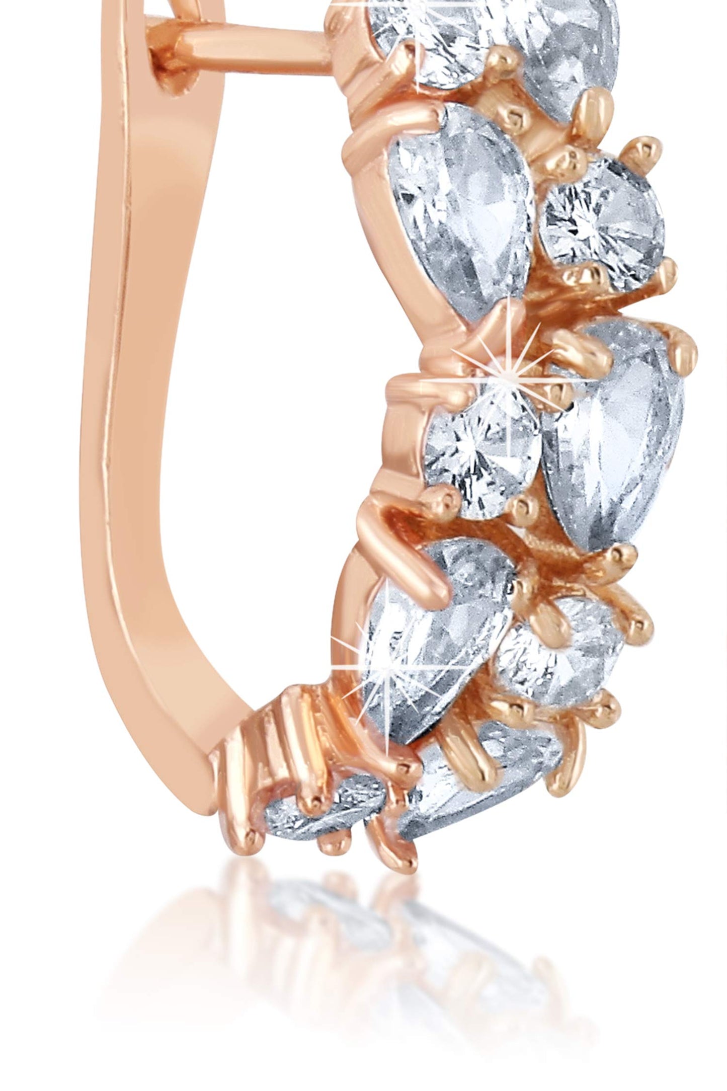 Yellow Chimes Clip On Earrings for Women 18K Rose Gold Plated Sparkling Flowerets Vine Swiss Zircon Crystal Clip On Earrings and Girls.