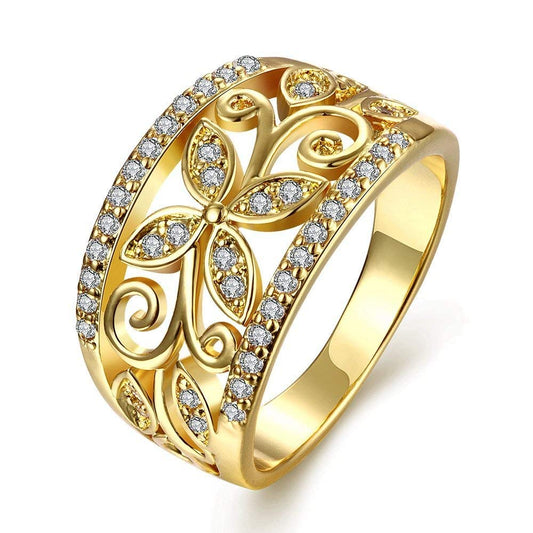Yellow Chimes Rings for Women Elegant Stylish Gold Plated Floral Designed Crystal from Austrain Collection Rings for Women and Girls