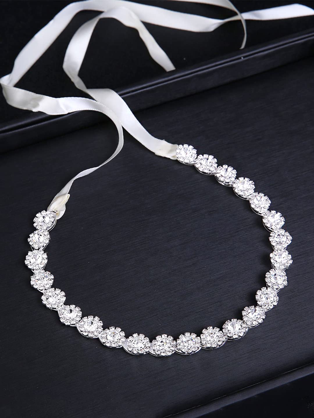 Yellow Chimes Tiara for Women and Girls Crystal Hair Vine for Women White Bridal Hair Vine Tiara Headband Hair Accessories Wedding Jewellery for Girls and Women Bridal Hair Accessories for Wedding.