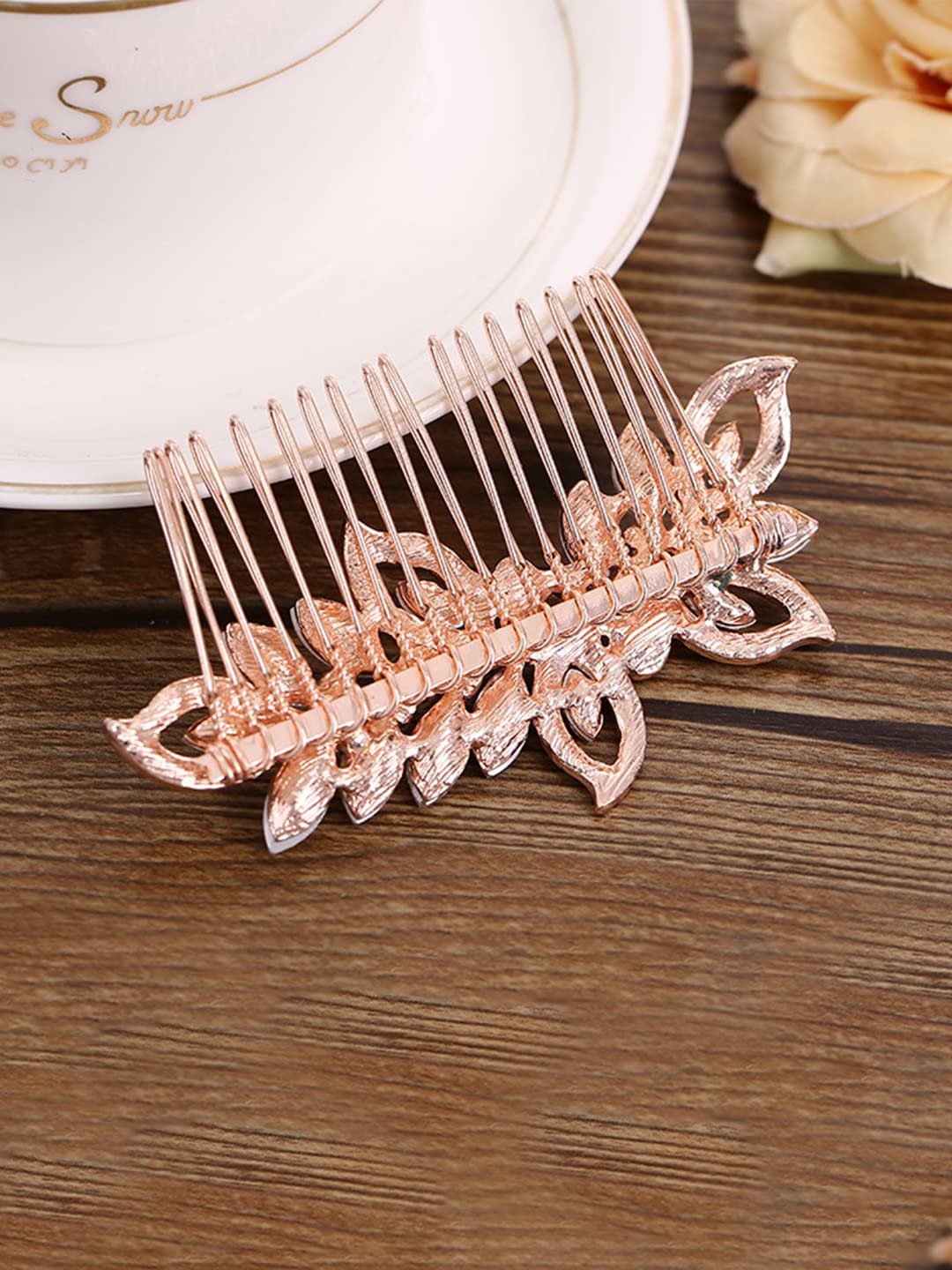 Yellow Chimes Bridal Comb Pin for Women Wedding Comb Pin Rosegold Comb Pin Hair Clip/Side Pin/Jooda Pin Hair Accessories for Women and Girls.