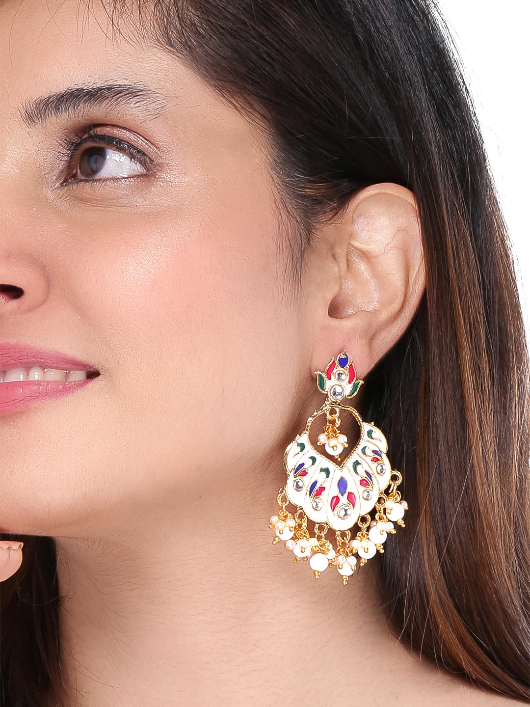 Kairangi Chandbali Earrings for Women Combo 2 Pairs Multicolor Meenakari Chandbali Earrings for Women and Girls