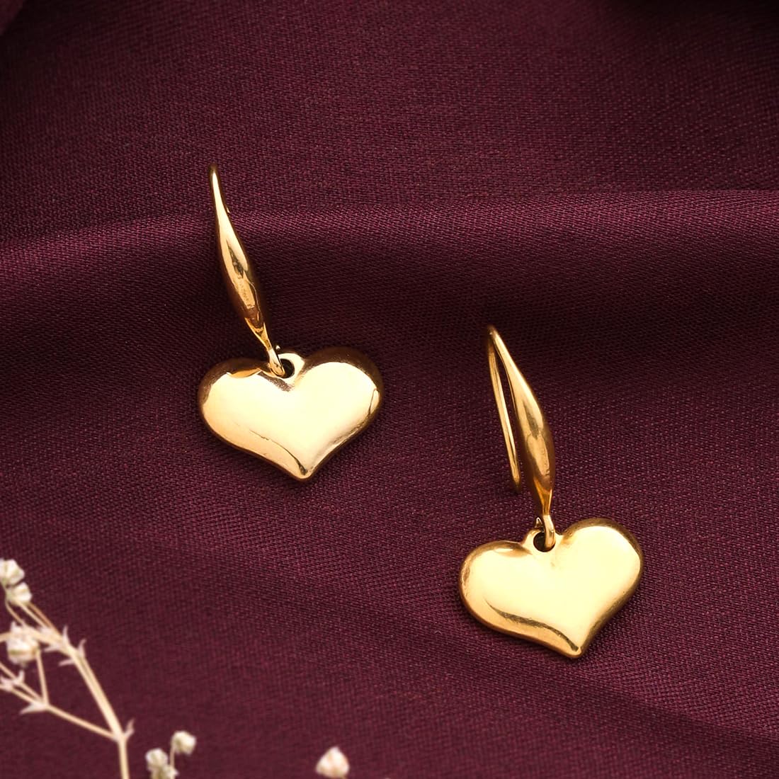 Yellow Chimes Earrings for Women and Girls Fashion Golden Drop Earrings | Gold Plated Valentine's Day Special Love Heart Drop Earrings | Birthday Gift for Girls and Women Anniversary Gift for Wife