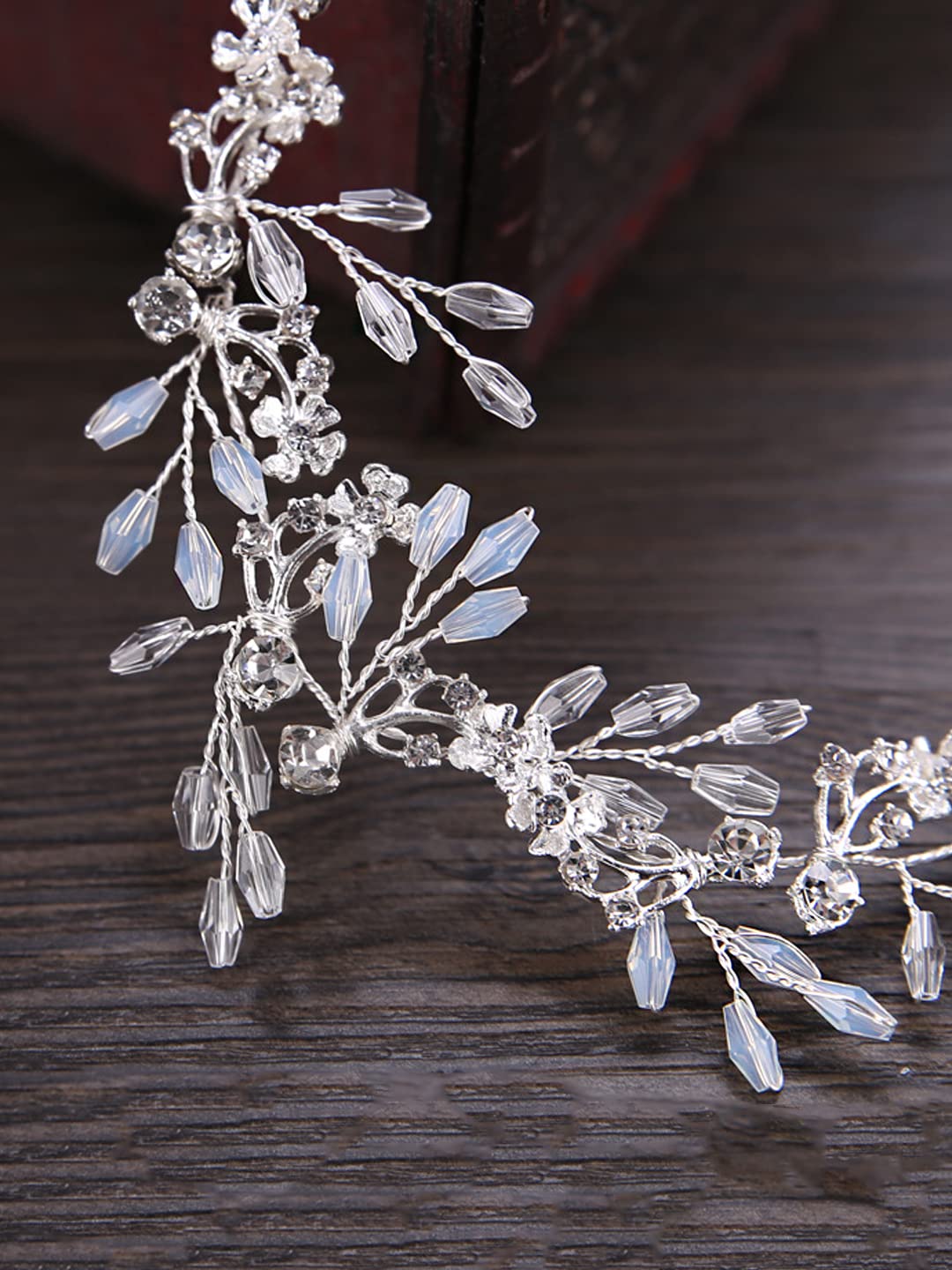 Yellow Chimes Bridal Hair Vine for Women and Girls Bridal Hair Accessories for Wedding White Headband Hair Accessories Wedding Jewellery for Women Crystals Bridal Wedding Headband Hair Vine for Girls