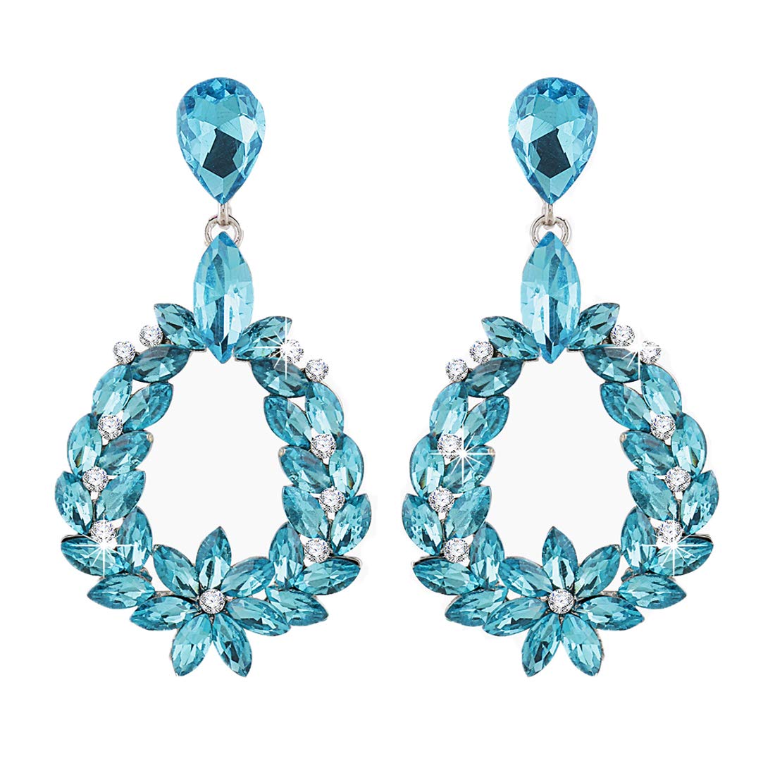 Yellow Chimes Elegant Sparkling Blue Crystal Crystal Drop Earrings for Women and Girls