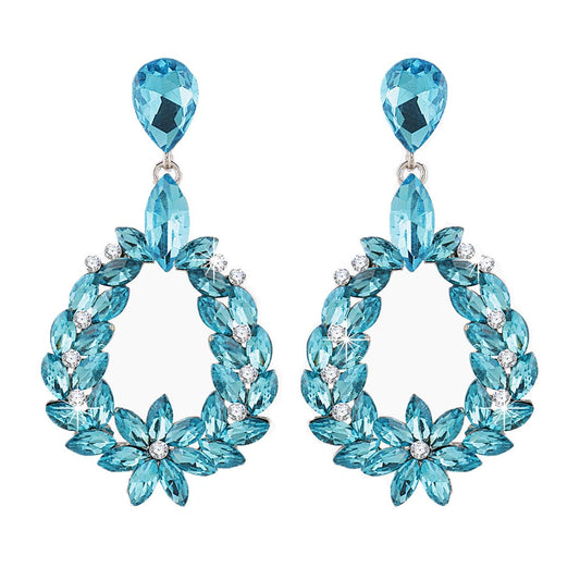 Yellow Chimes Elegant Sparkling Blue Crystal Crystal Drop Earrings for Women and Girls