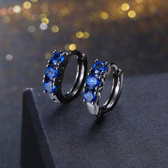 Yellow Chimes A5 Grade Blue Crystal Black Gun Plated Clip On Earrings for Women & Girls