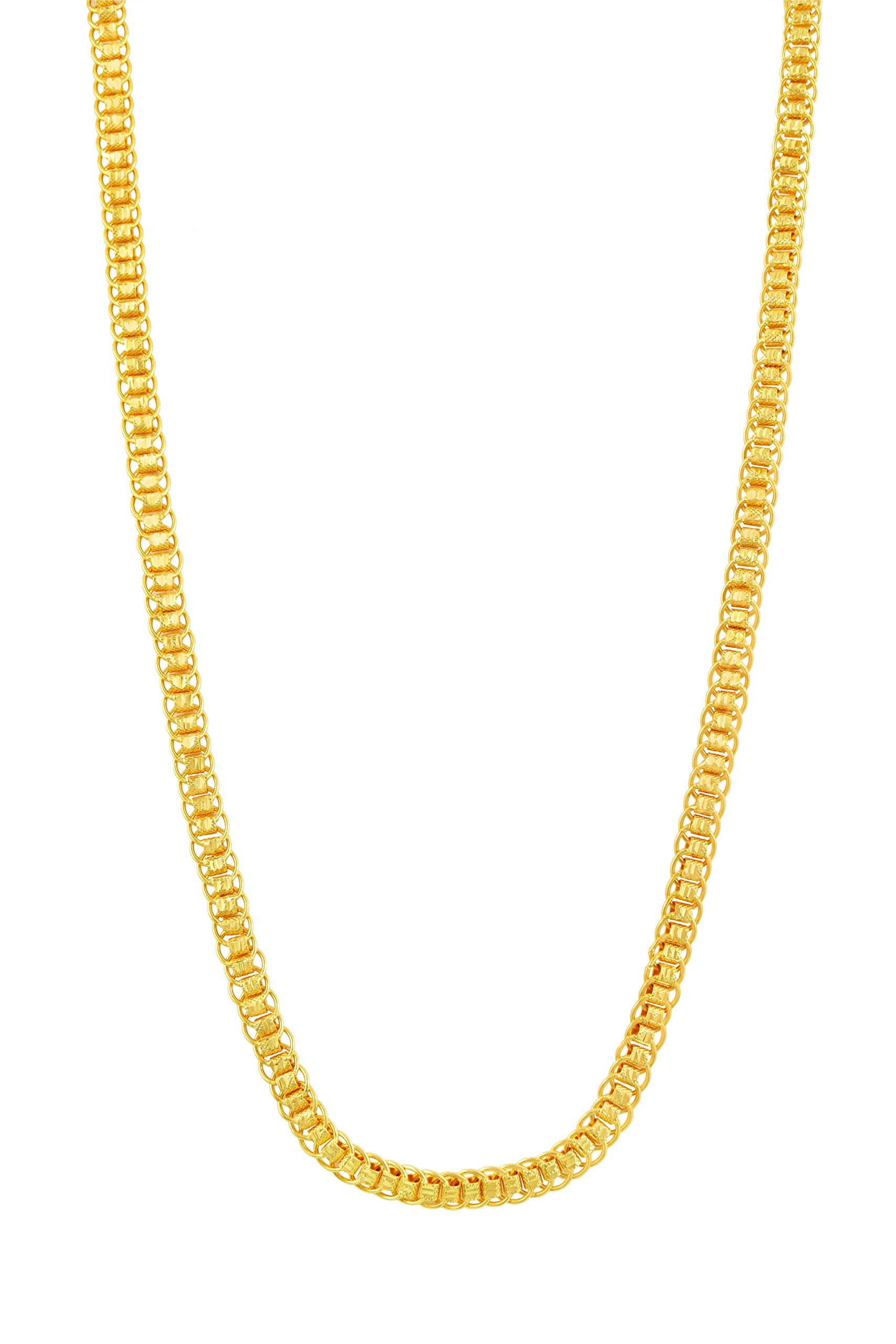 Yellow Chimes Chain for Men Golden Chain 21 Inch Gold-Plated Interlink Neck Chains for Men and Boys.