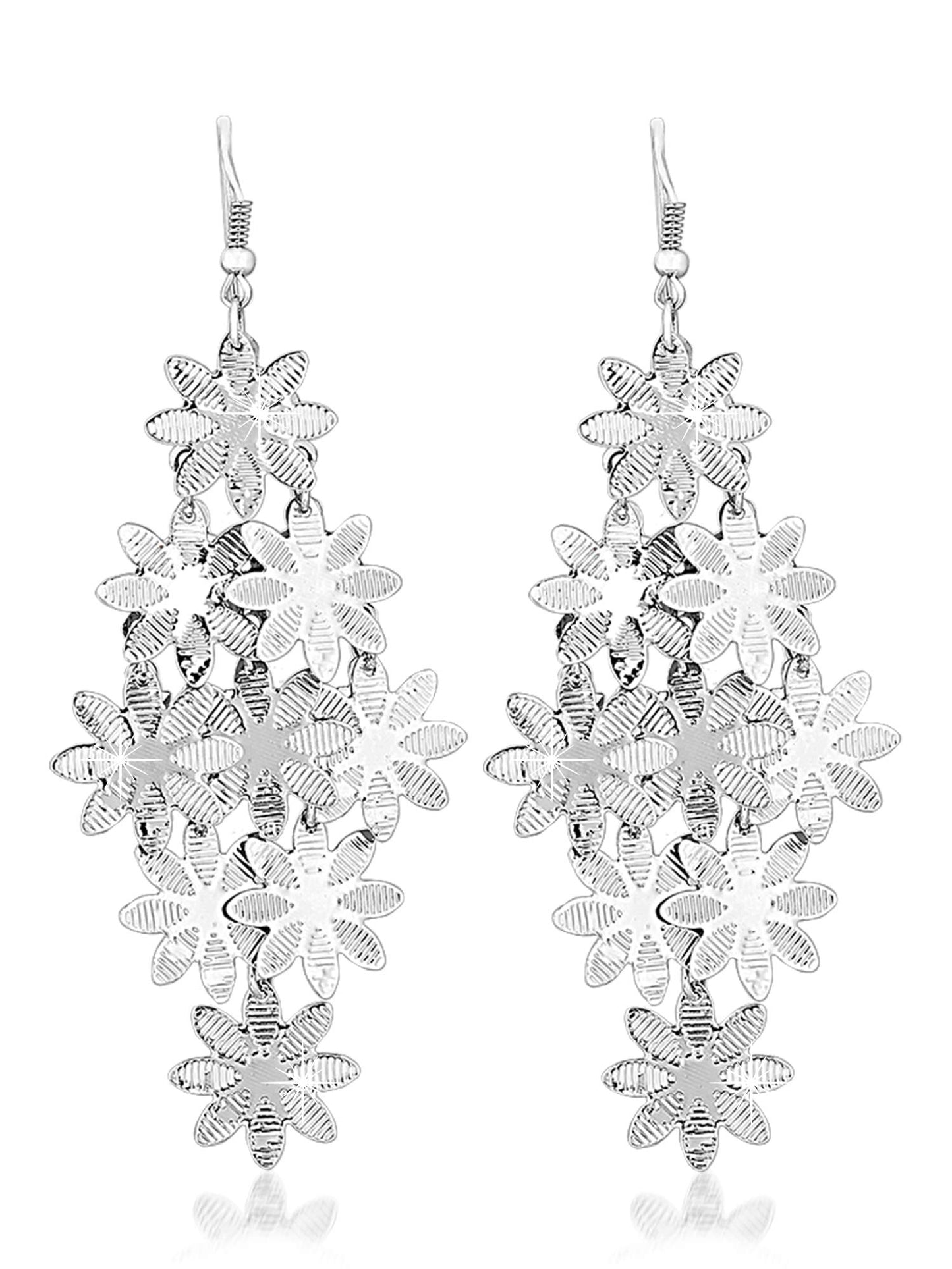 Yellow Chimes Classic Snowflakes Light weight Dangle Earrings For Women And Girl's