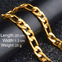 Yellow Chimes Stylish 18K Gold Plated Thick & Broad Figaro Wrist Chain Link Bracelet for Men And Boys