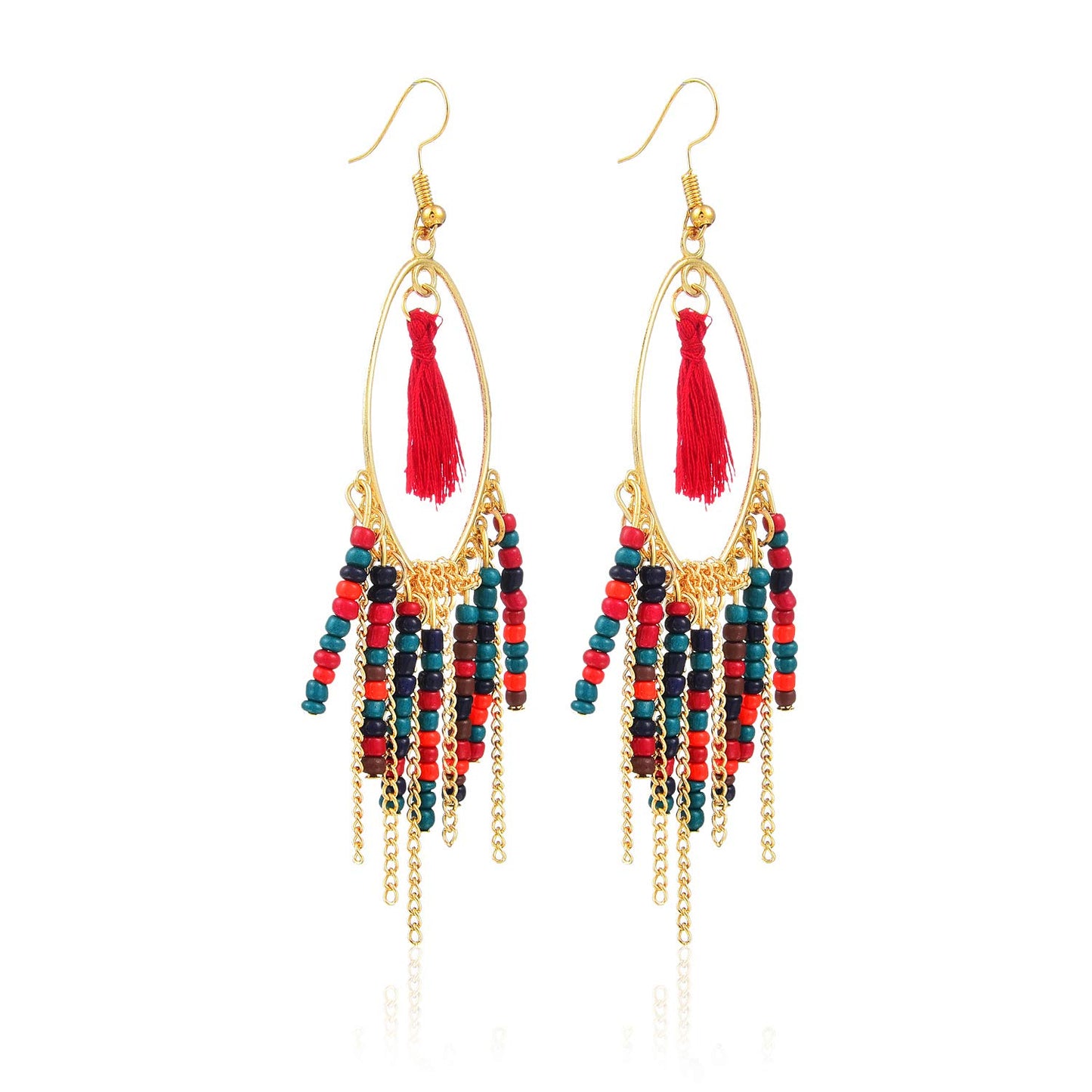 Yellow Chimes Colorful Beads Multicolor Tassel Earring for Women & Girls