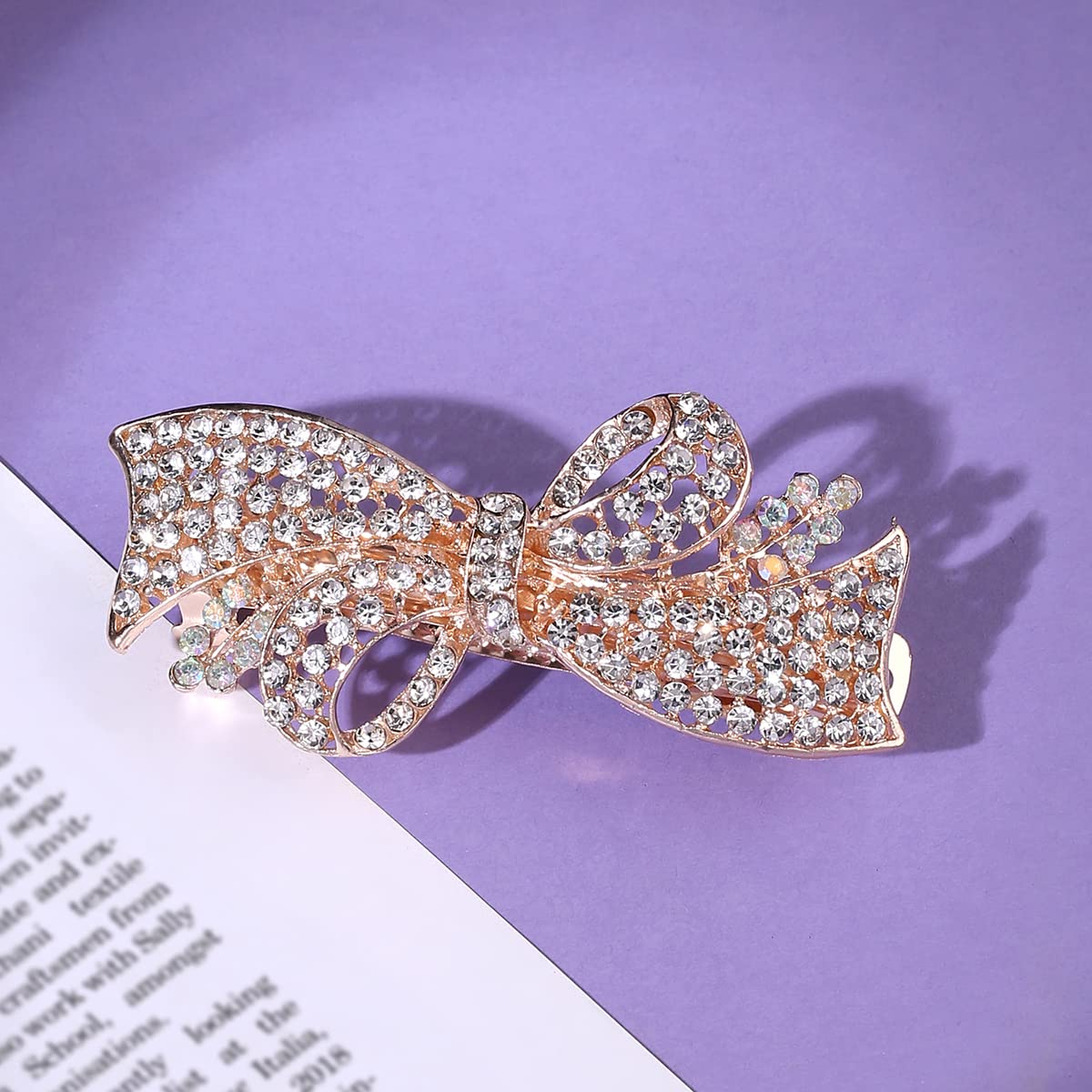 Yellow Chimes Hair Clips for Women Girls Barrette Hair Clips for Women Hair Accessories for Women Bow Clips for Women Golden Crystal French Barrette Hair Clips for Women and Girls Gift For Women & Girls