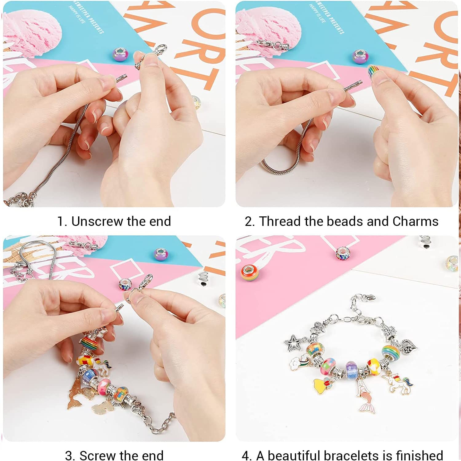 Charm Bracelet Making Kit For Girls, 130 Pieces Jewelry Making Supplies,  Charm Beads For Jewelry Bracelets Diy Craft Kit - Gifts Idea For Teen Girls  | Fruugo ZA