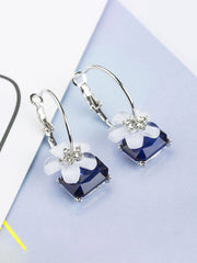 Yellow Chimes Earrings For Women Silver Hoop With Flower and Blue Stone Hanging Drop Earrings For Women and Girls