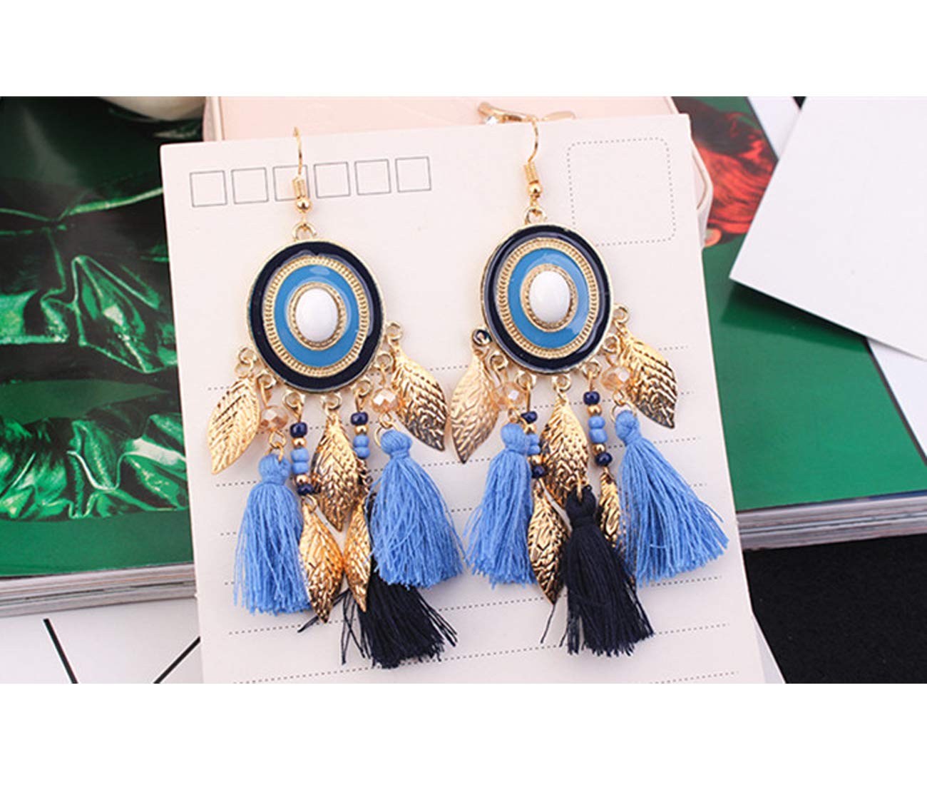 Yellow Chimes Tassel Earrings for Women Multicolor Enamel Beads Fabric Long Tassel Earring for Women And Grils