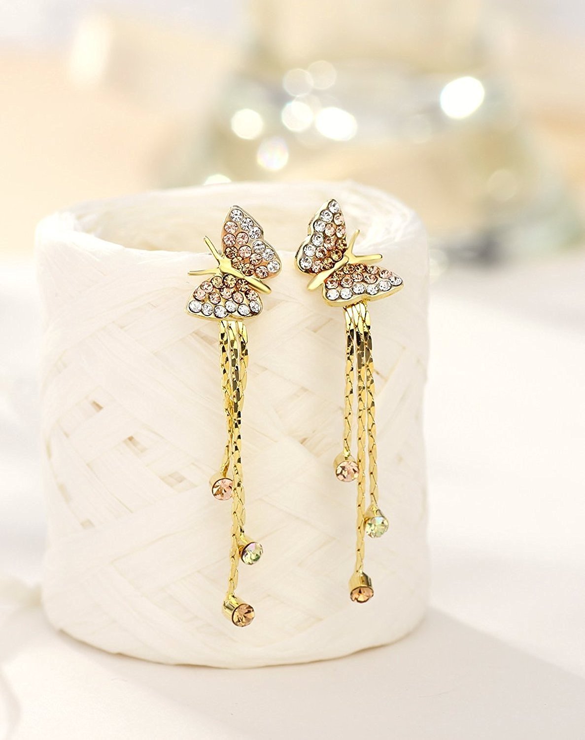 Yellow Chimes Moxie Collection Butterfly and Strings CZ Earrings for Women and Girl