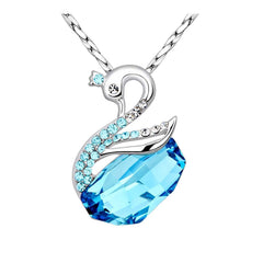 Yellow Chimes Crystals from Swarovski Silver Swan Blue Crystal Pendant for Women and Girls