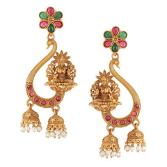 Yellow Chimes Earrings for Women and Girls Traditional Chandbali Earrings Gold Plated | Beads Drop Temple Earrings | Birthday Gift for girls and women Anniversary Gift for Wife (Style 6)