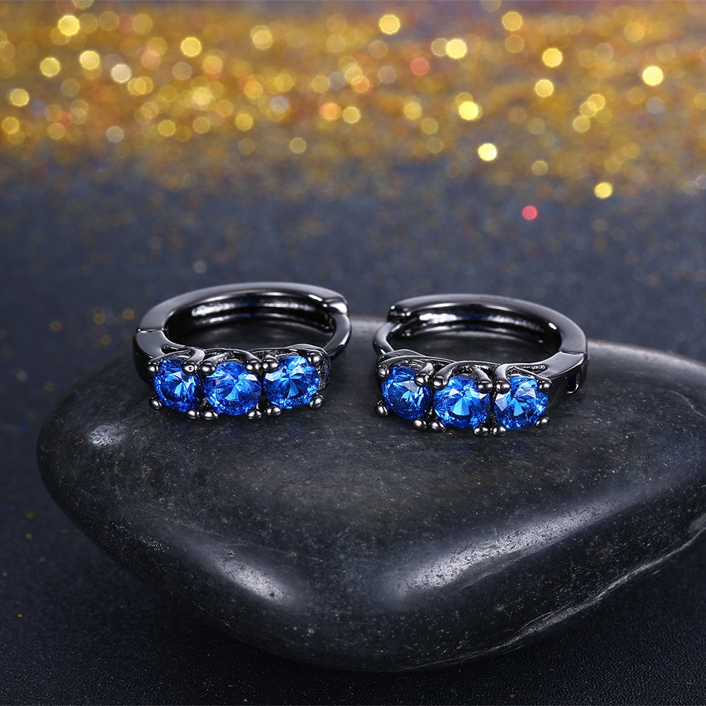 Yellow Chimes A5 Grade Blue Crystal Black Gun Plated Clip On Earrings for Women & Girls