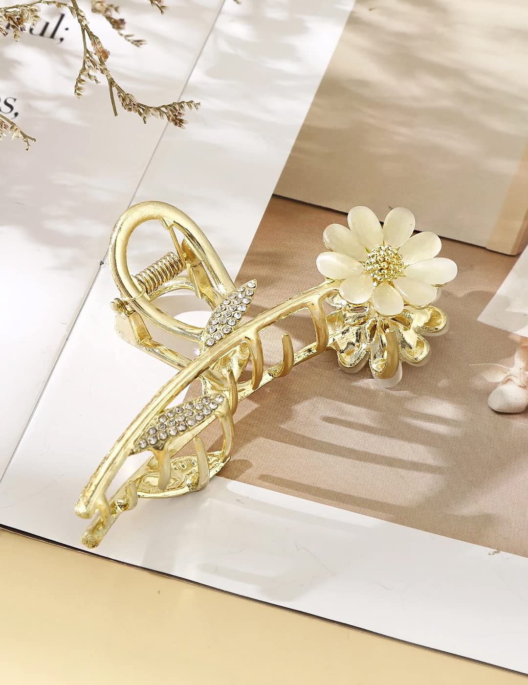 Yellow Chimes Claw Clips for Women Hair Clutches for Women Hair Accessories For Women Floral Claw Clip Golden Big Clutchers for Hair Clutcher for women and Girls Gift for Women & Girls