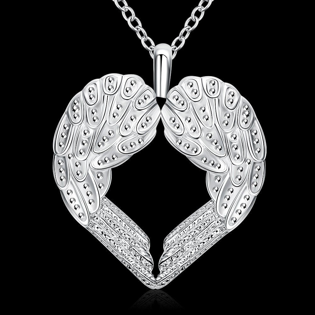 Yellow Chimes Angel Heart Silver Necklace for Women And Girls