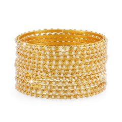 Yellow Chimes Beautiful Latest Design Classic Look Gold Plated Pearl Traditional Bangles Set for Women And Girl's (2.6)