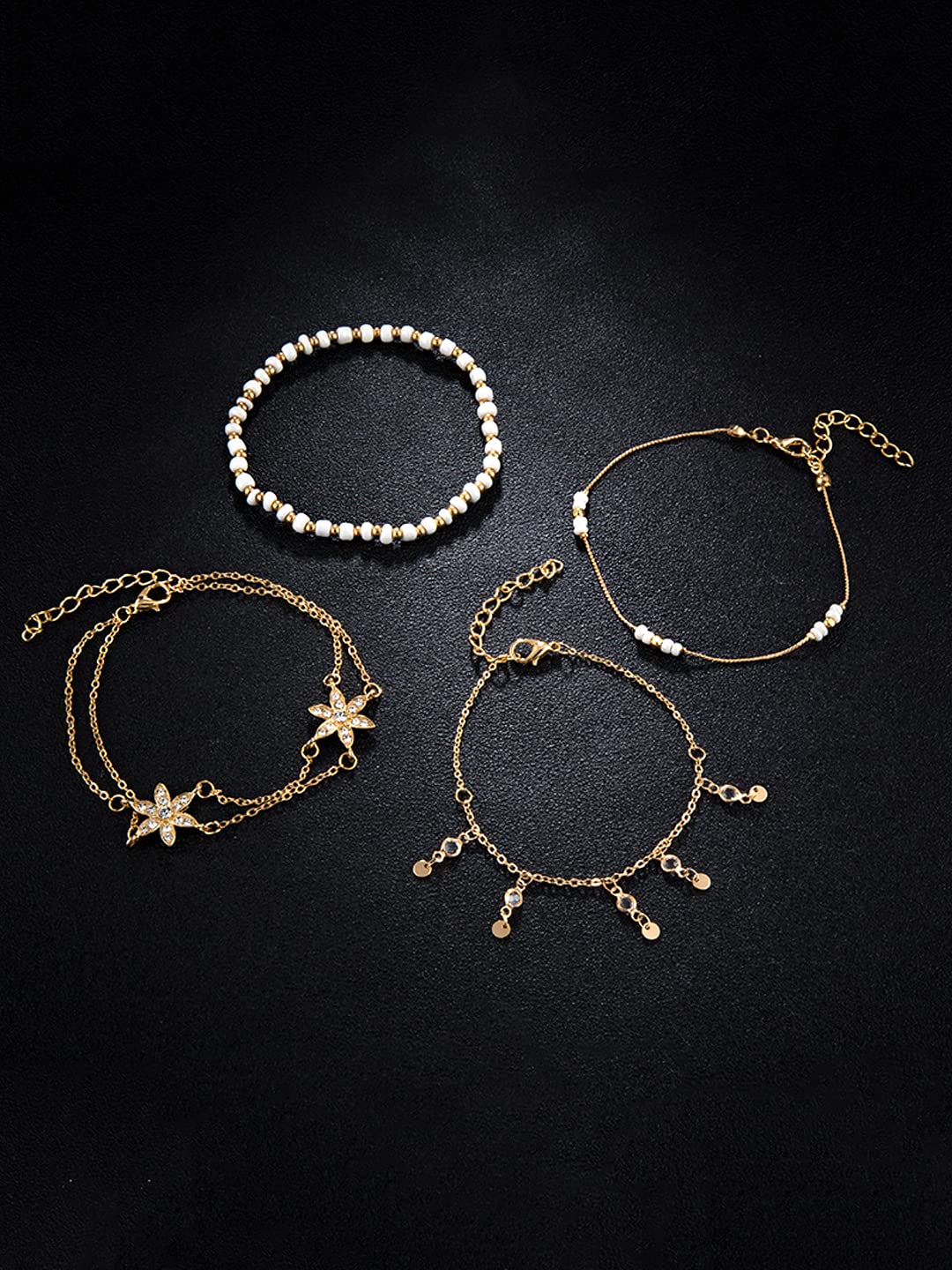 Yellow Chimes Anklets for Women & Girls Fashion Layered Anklets for Women|Gold Tone Multilayer Floral Designed Beads Anklets Payal for Women|Birthday Gift For girls & women Anniversary Gift for Wife