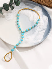 Yellow Chimes Anklets For Women Boho Blue Beaded Anklet With Toe Ring Summer Beach Foot Stone Jewellery For Women and Girls