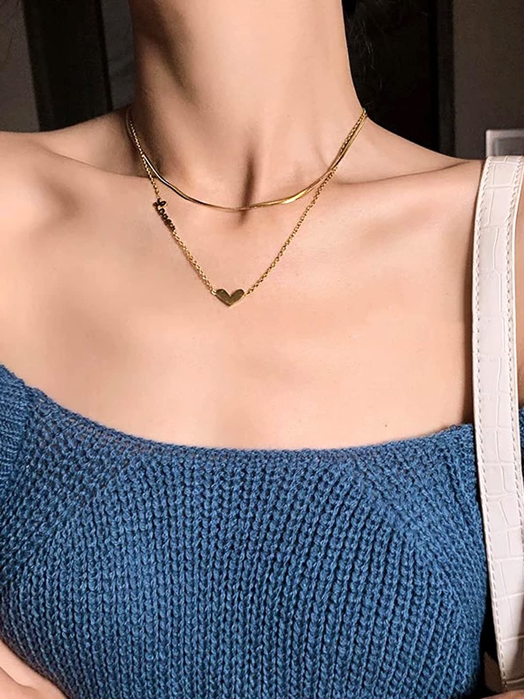 Yellow Chimes Layered Choker Necklace for Women Minimal Shaped Neck Chains Charm Designed Choker Necklace for Women and Girls. (NK 1)